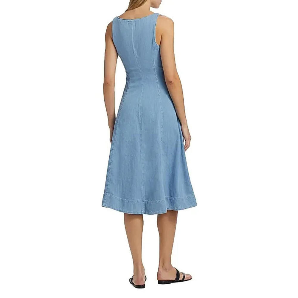 NEW, REFORMATION Sebastien Denim Midi Dress Size 4 #MD818 - Picture 5 of 12